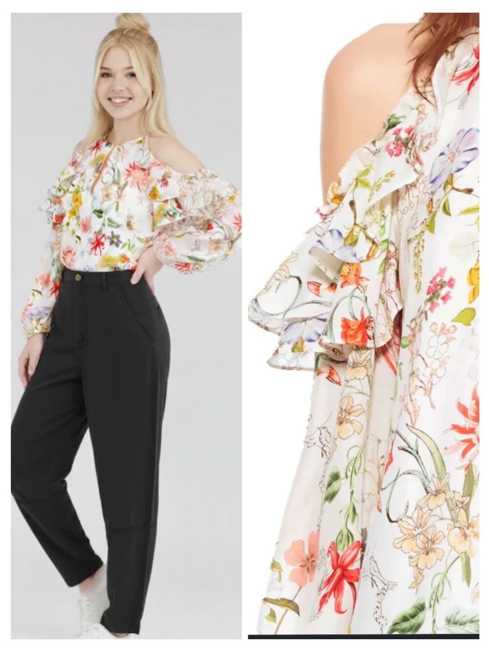 Parker Abby Cold Shoulder Silk Floral Blouse